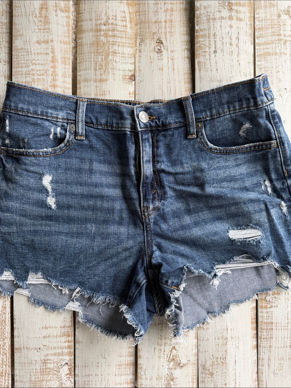 Aerie Distressed Blue Denim Cutoff Shorts Size M